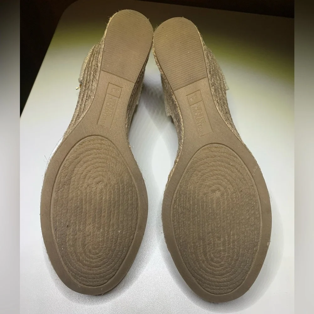 White Mountain White and Tan Espadrille Ankle-Strap Wedges - Picture 5 of 5